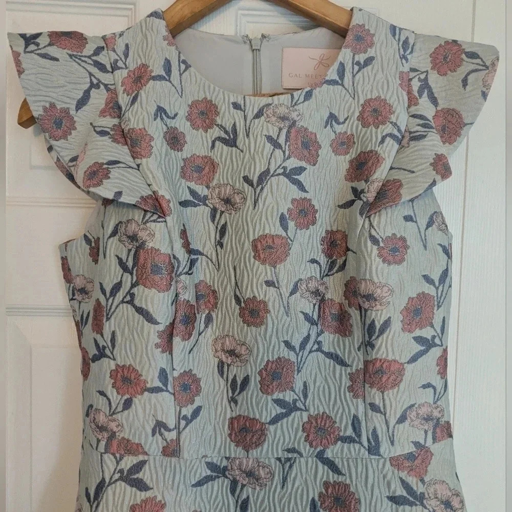 NWOT Gal Meets Glam Floral Lola Orange Silver Grey Lola Dress Fit Flare 6 Petite - Picture 5 of 9